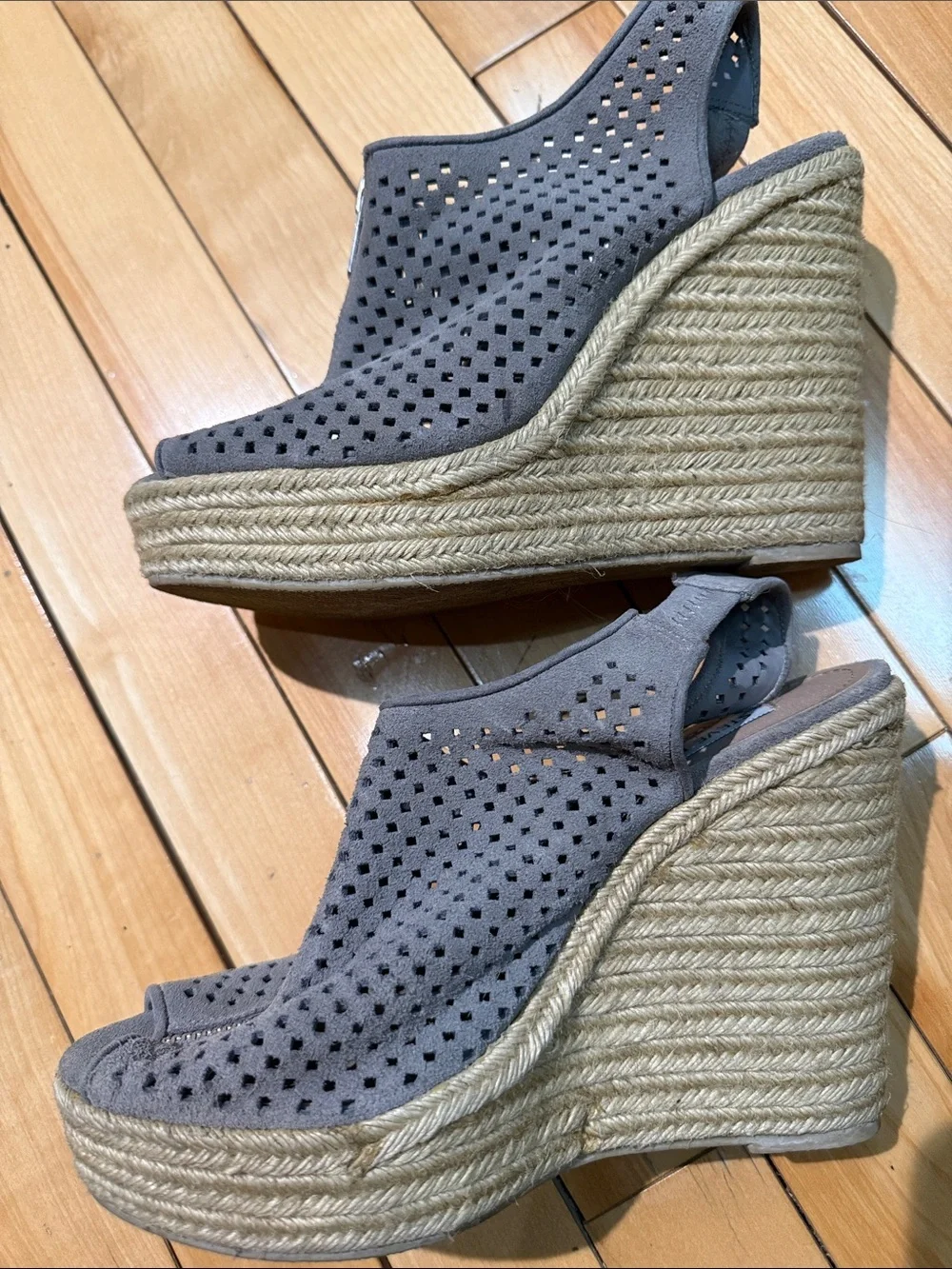 Olivvia  Perforated Peep-Toe Wedge Sandals